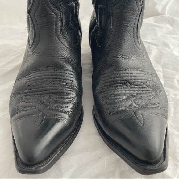 Boulet Black Leather Cowboy Boots Men’s Size 8.5 Style 7362505 Western Rodeo - Picture 3 of 9